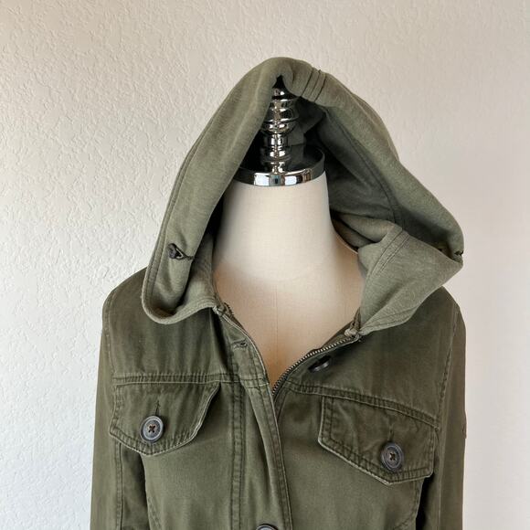 Vintage Y2K Hollister Army Jacket Hooded Bird Logo Utility Medium Bella Swan - Picture 9 of 15